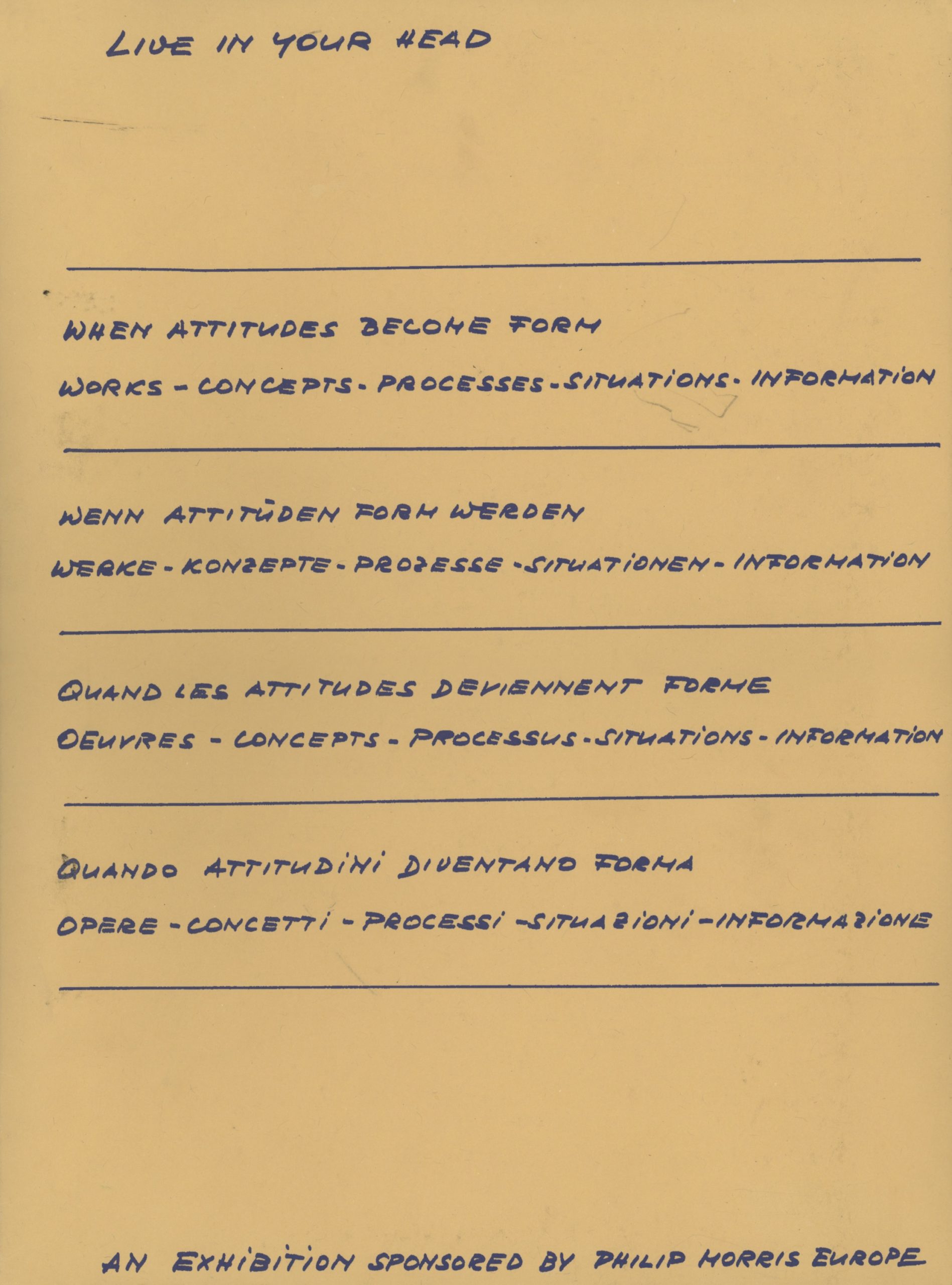 When Attitudes Become Form. Works - Concepts - Processes - Situations ...